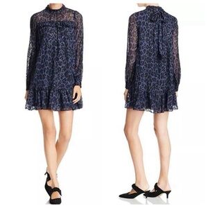 Kate Spade Leopard Clip Dot Long Sleeve Mini Dress In Light Adriatic Blue Sz 8